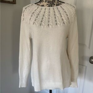 LOFT Cream Cable Knit Sweater